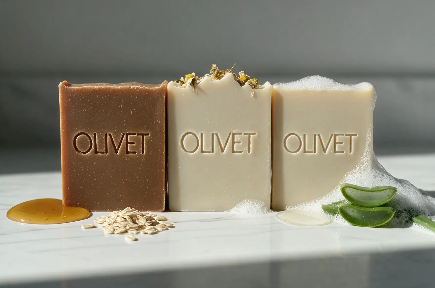 The Olive Branch Starter Set: three unscented Olivet soap bars